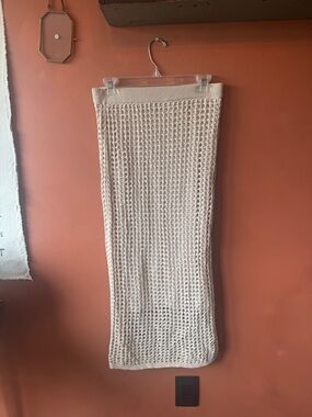 Steve Madden Ivory Open-Weave Midi Skirt